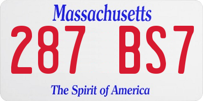 MA license plate 287BS7