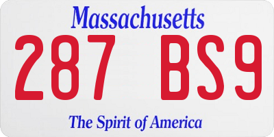 MA license plate 287BS9