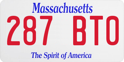 MA license plate 287BT0