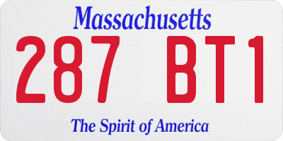 MA license plate 287BT1