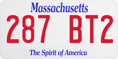 MA license plate 287BT2