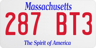 MA license plate 287BT3