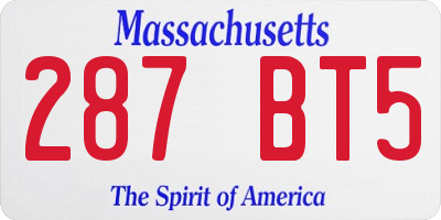 MA license plate 287BT5