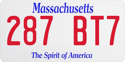 MA license plate 287BT7