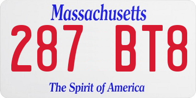 MA license plate 287BT8