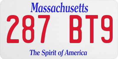 MA license plate 287BT9