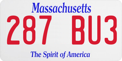 MA license plate 287BU3