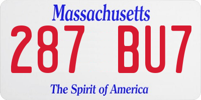 MA license plate 287BU7