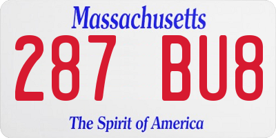 MA license plate 287BU8