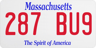 MA license plate 287BU9