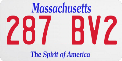 MA license plate 287BV2
