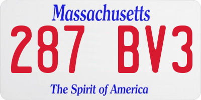MA license plate 287BV3