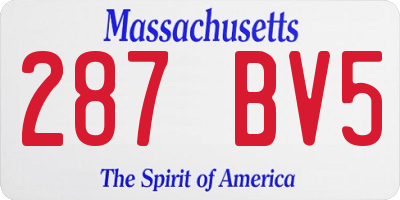 MA license plate 287BV5