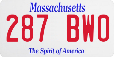 MA license plate 287BW0