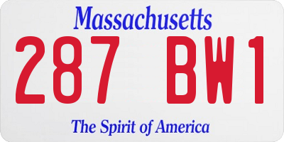 MA license plate 287BW1