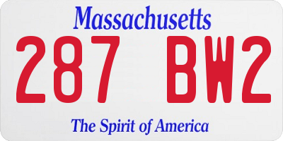 MA license plate 287BW2