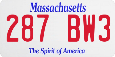 MA license plate 287BW3