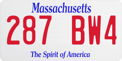 MA license plate 287BW4