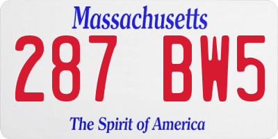 MA license plate 287BW5