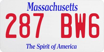 MA license plate 287BW6