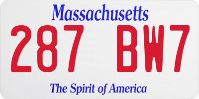 MA license plate 287BW7