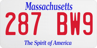 MA license plate 287BW9