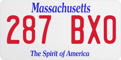 MA license plate 287BX0