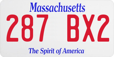 MA license plate 287BX2