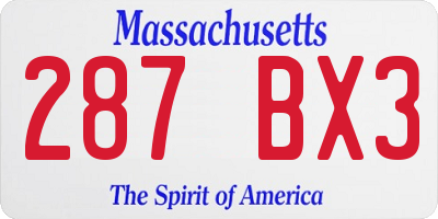 MA license plate 287BX3
