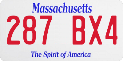 MA license plate 287BX4