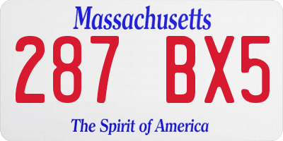 MA license plate 287BX5