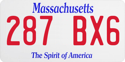 MA license plate 287BX6
