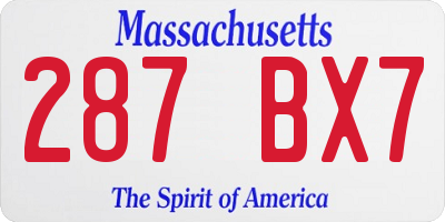 MA license plate 287BX7