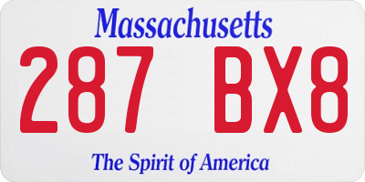 MA license plate 287BX8