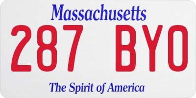 MA license plate 287BY0