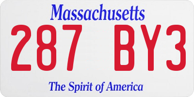 MA license plate 287BY3