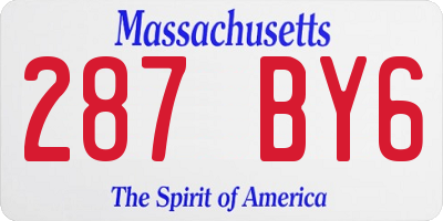 MA license plate 287BY6