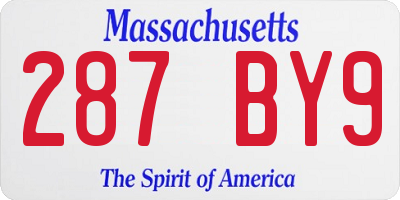 MA license plate 287BY9