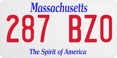 MA license plate 287BZ0