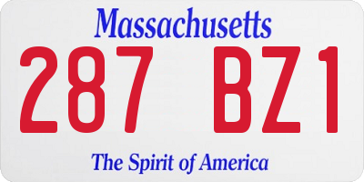 MA license plate 287BZ1
