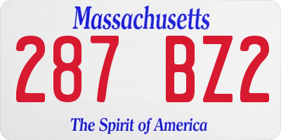 MA license plate 287BZ2
