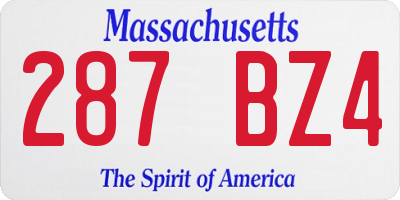 MA license plate 287BZ4
