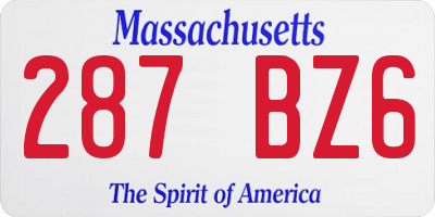 MA license plate 287BZ6