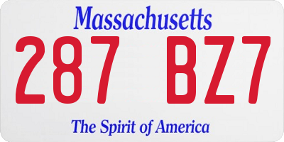 MA license plate 287BZ7