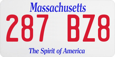 MA license plate 287BZ8