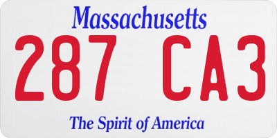 MA license plate 287CA3