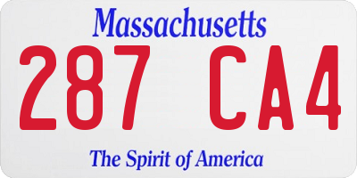 MA license plate 287CA4