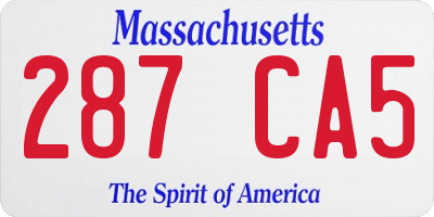 MA license plate 287CA5