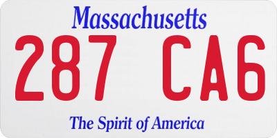 MA license plate 287CA6