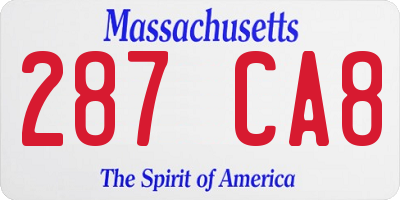 MA license plate 287CA8